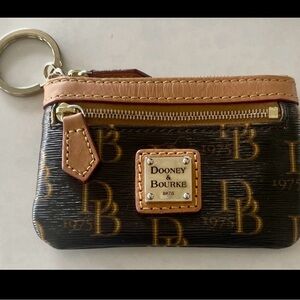 Dooney & Bourke Brown and Tan Logo Keychain Pouch